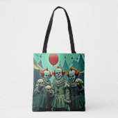 Drie griezelige clowns schedel angst ontwerp tote bag (Voorkant)