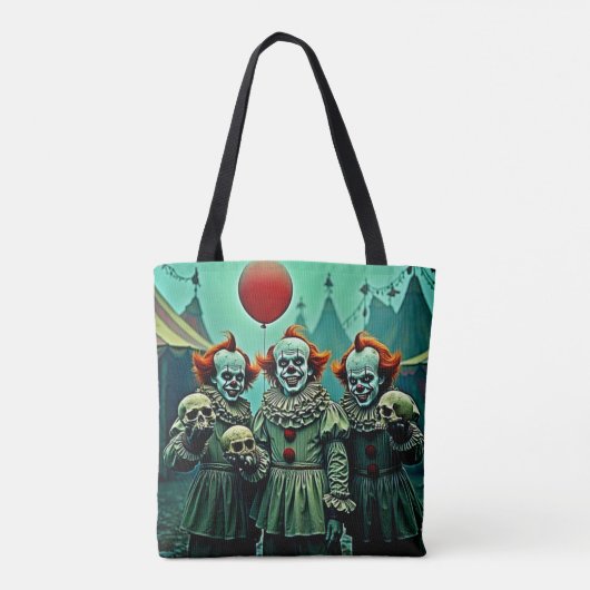 Drie griezelige clowns schedel angst ontwerp tote bag (Achterkant)