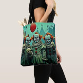 Drie griezelige clowns schedel angst ontwerp tote bag (Dichtbij)