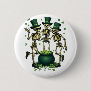 Drie griezelige Halloween Ierse skelet dansen Ronde Button 5,7 Cm