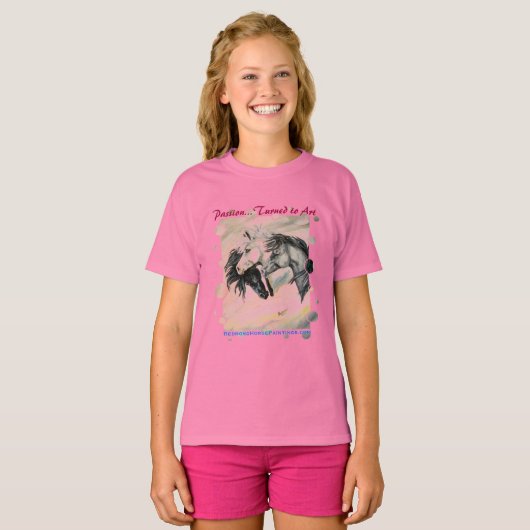 Drie grijze paarden met puntrand t-shirt (Voorkant volledig)