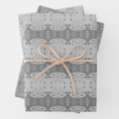 Drie Grijze Patroon Sheet Fancy Gift Wrap Inpakpapier Vel (In situ)