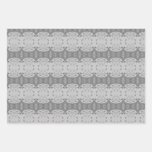 Drie Grijze Patroon Sheet Fancy Gift Wrap Inpakpapier Vel (Voorkant)