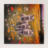 Drie grijze wolvenpups legpuzzel (Horizontaal)