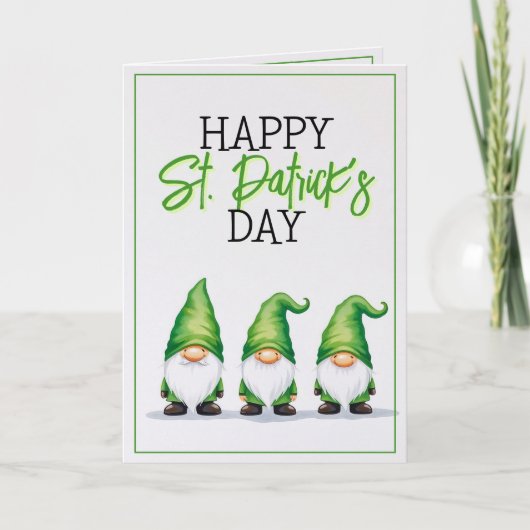 Drie grillige groene kabouters op St Patrick's Day Kaart (Voorkant)
