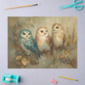 Drie grillige uilen op een vertakking Decoupage Tissuepapier (Craft)