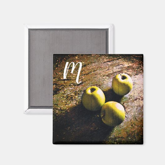 Drie groene appels Monogram Magnet (Voorkant / Achterkant)