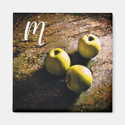 Drie groene appels Monogram Magnet (Voorkant)