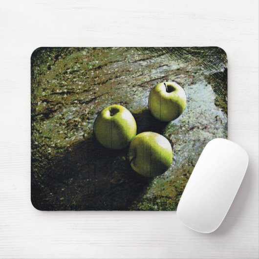 Drie Groene Apples mousepad Muismat (Met muis)