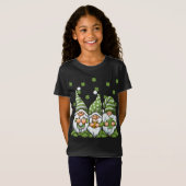 Drie groene Ierse Gnomen Shamrock Clover St. Patri T-shirt (Voorkant volledig)