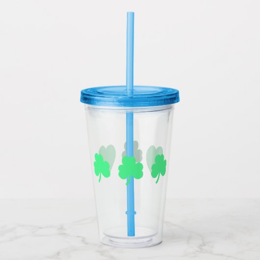 Drie Groene Klavertje Drie-eenheid Acryl Drinkbeker (Voorkant)