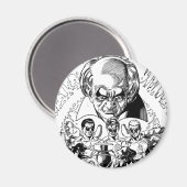 Drie Groene Lantaarns Comic Hoesje, zwart en wit Magneet (Voorkant / Achterkant)