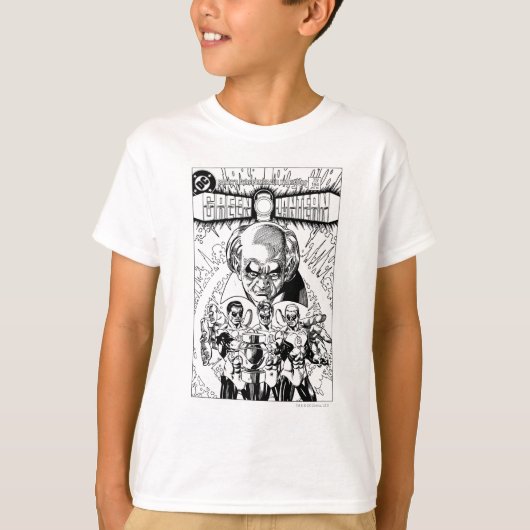 Drie Groene Lantaarns Comic Hoesje, zwart en wit T-shirt (Voorkant)