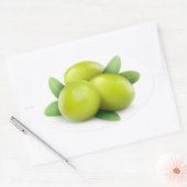 Drie groene olijven ovale sticker (Envelop)