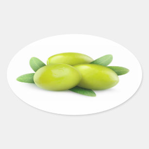 Drie groene olijven ovale sticker