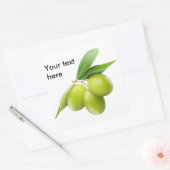 Drie groene olijven vierkante sticker (Envelop)