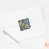 Drie  groene vinken vierkante sticker (Envelop)
