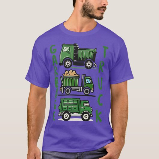 Drie Groene Vuilniswagen T-shirt (Voorkant)
