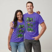 Drie Groene Vuilniswagen T-shirt (Unisex)