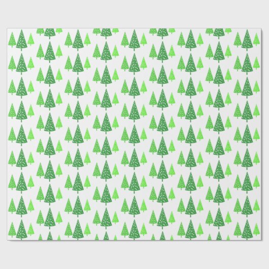 Drie groene Waterverf Polka Dot Trees Cadeaupapier (Vlak)