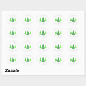 "Drie groene Waterverf Polka Dot Trees"-etiketten Ronde Sticker (Vel)