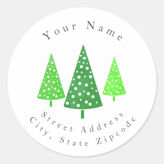 "Drie groene Waterverf Polka Dot Trees"-etiketten Ronde Sticker (Voorkant)