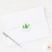 "Drie groene Waterverf Polka Dot Trees"-etiketten Ronde Sticker (Envelop)