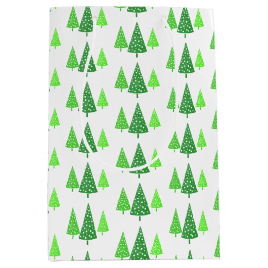 Drie groene Waterverf Polka Dot Trees Medium Cadeauzakje (Voorkant)
