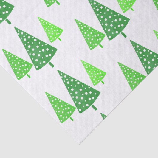 Drie groene Waterverf Polka Dot Trees Tissuepapier (Detail)