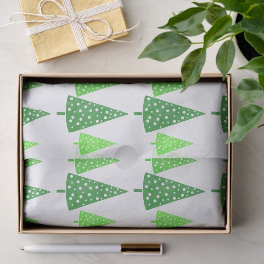 Drie groene Waterverf Polka Dot Trees Tissuepapier (Geschenk)