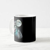 Drie grote witte haaienhowl bij Moon 3 Wolfs Funn Koffiemok (Voorkant links)