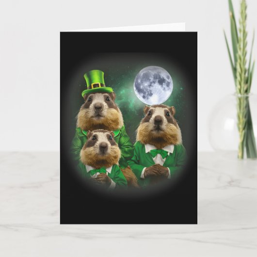 Drie Groundhog Maand 3 Groundhog Day Hoofd St Patr Kaart (Voorkant)
