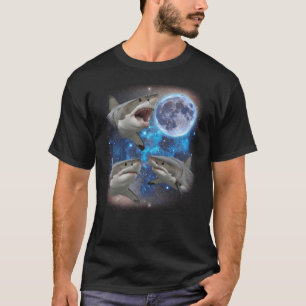 Drie haaien huilen naar de maan Weird Meme Shark T-shirt