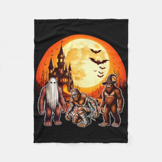 Drie Halloween Bigfoots Horror Boo Ghost Witch Mu Fleece Deken (Voorkant)