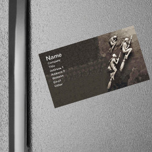  drie Halloween-heks vliegende kamers Visitekaartje Magneet