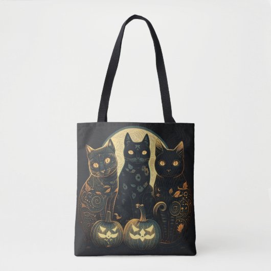 Drie Halloween Kat Canvas tas, Kat Canvas tas (Voorkant)