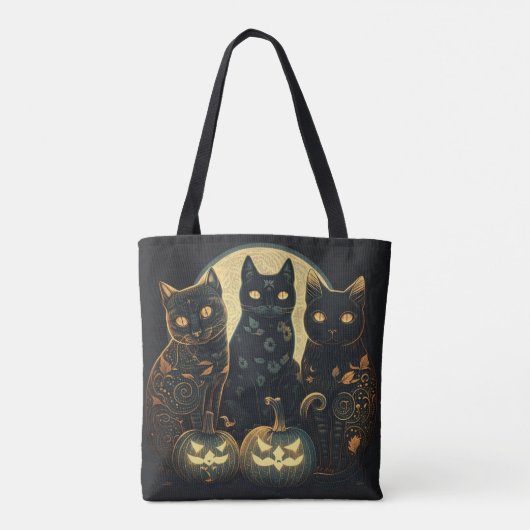 Drie Halloween Kat Canvas tas, Kat Canvas tas (Achterkant)