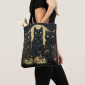 Drie Halloween Kat Canvas tas, Kat Canvas tas (Dichtbij)