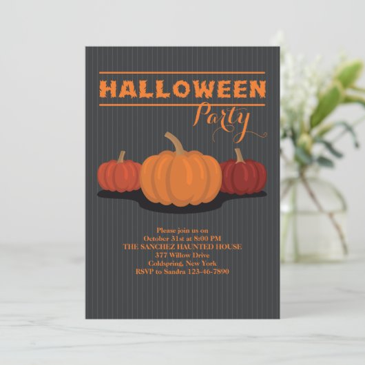 Drie Halloween Pumpkins Invitation Kaart (Staand voorkant)