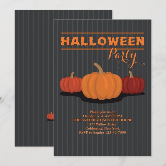 Drie Halloween Pumpkins Invitation Kaart (Voorkant / Achterkant)