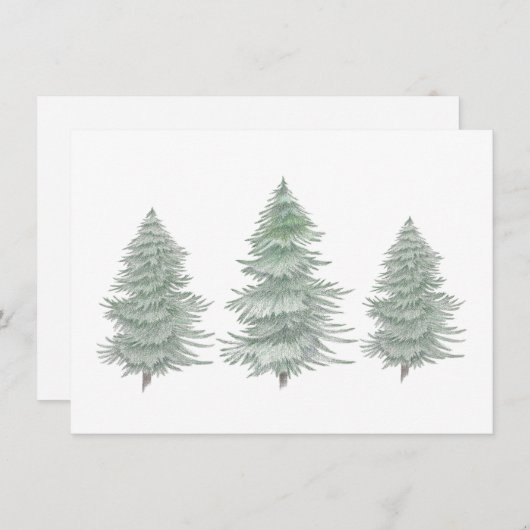 Drie Hand Drawn Evergreen Trees Notitiekaartje (Voorkant / Achterkant)