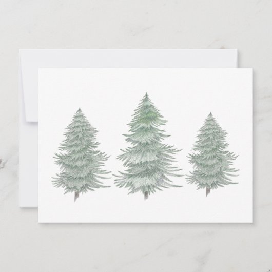 Drie Hand Drawn Evergreen Trees Notitiekaartje (Voorkant)