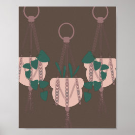 Drie Hangende Planten Groen Bruin Muurkunst Poster