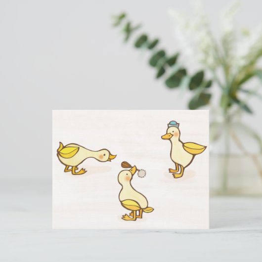 Drie Happy Ducks Briefkaart (Staand voorkant)