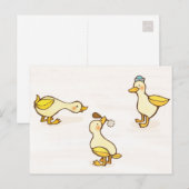 Drie Happy Ducks Briefkaart (Voorkant / Achterkant)