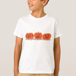 Drie Happy Halloween Pumpkins Zitting in stro T-shirt