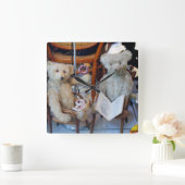 Drie Happy Teddy Bears Vierkante Klok (Huis)
