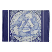 Drie Hares Rabbit Blue en White Medallion Bird Kussensloop (Achterkant)
