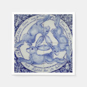 Drie Hares Rabbit Blue en White Medallion Bird Servet (Voorkant)