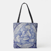 Drie Hares Rabbit Blue en White Medallion Bird Tote Bag (Achterkant)
